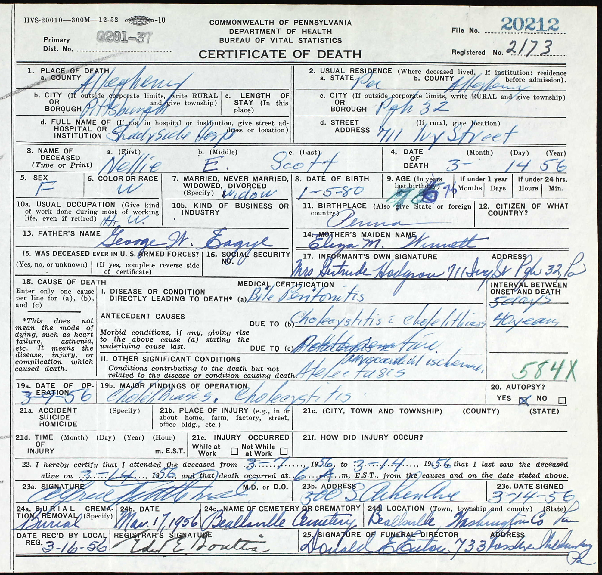 death certificate